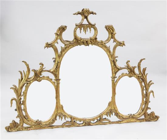 A fine George III Chippendale carved and giltwood wall mirror, H.3ft 11in. W.5ft 4in.